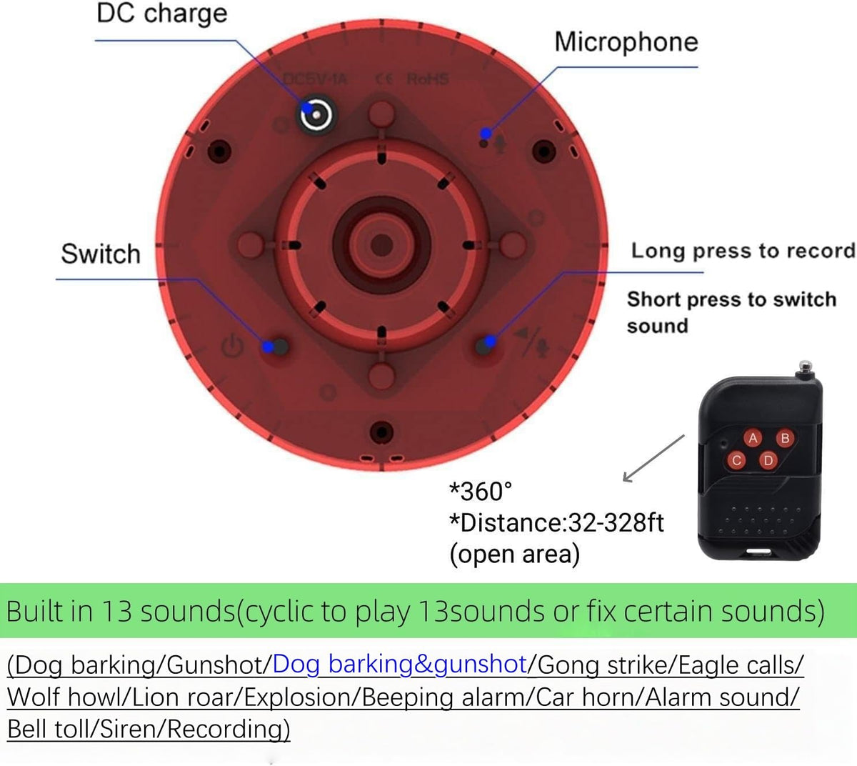 HULPPRE solar alarm supports user-recorded content for custom alerts