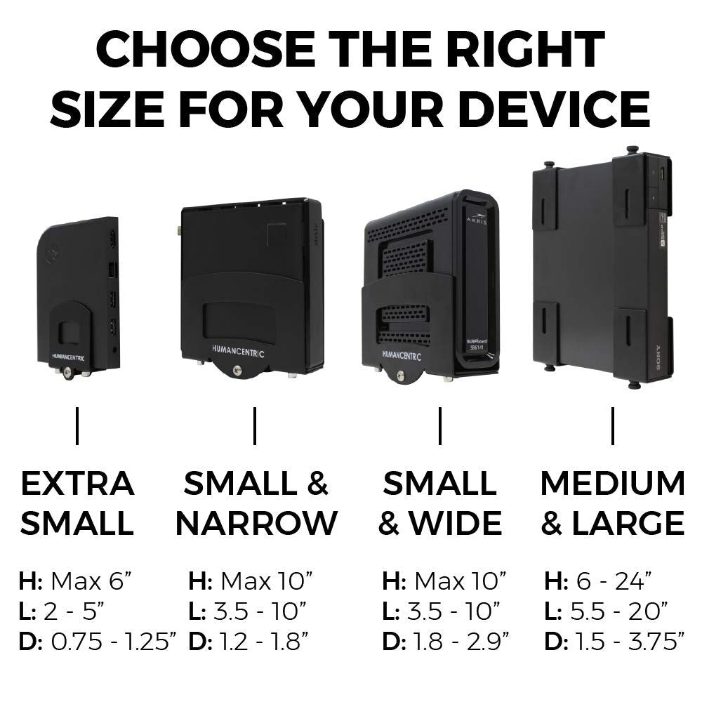 HumanCentric Cable Box and Modem Mount side view saves space behind your TV