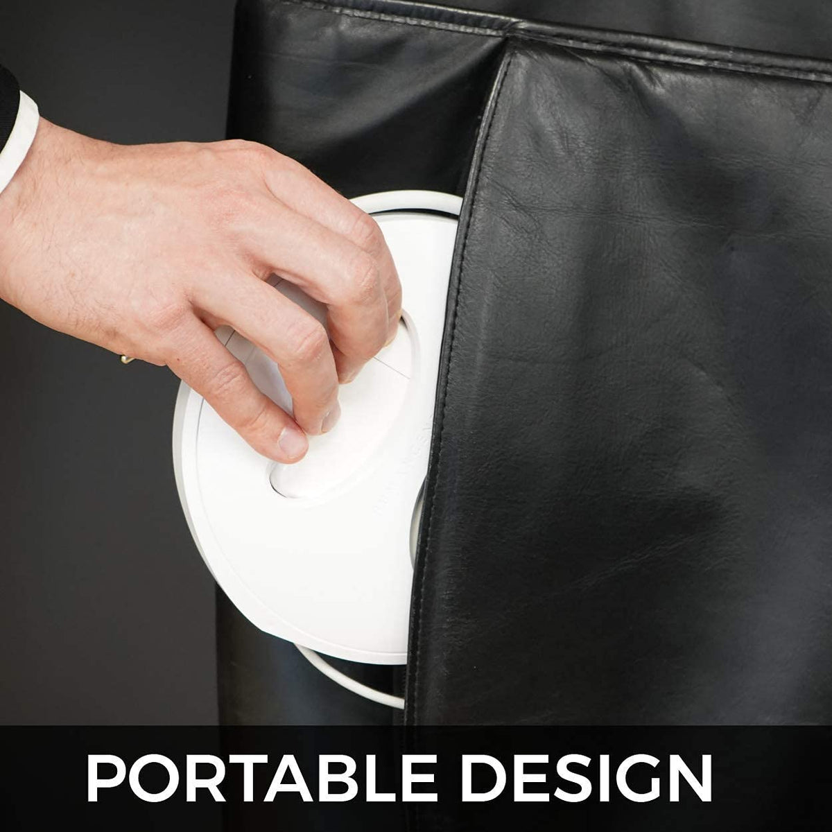 HumanCentric detail of closure mechanism securing charger for protection