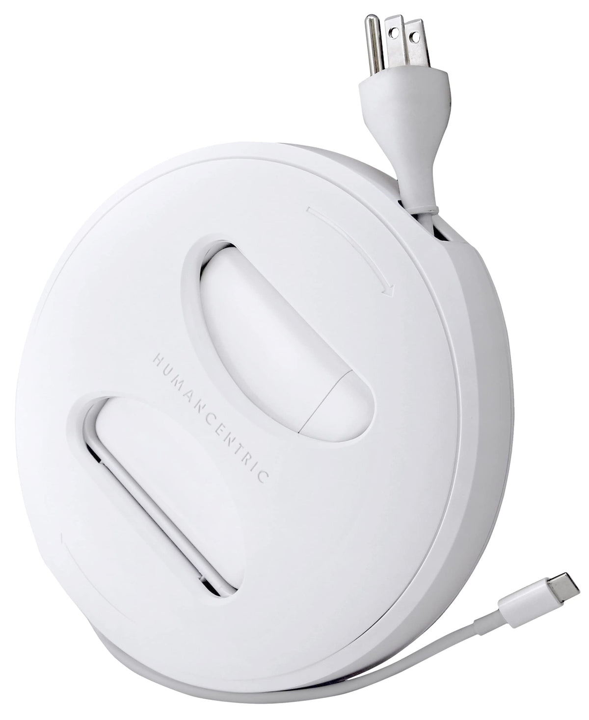 HumanCentric front view of Medium winder protects charger and saves space