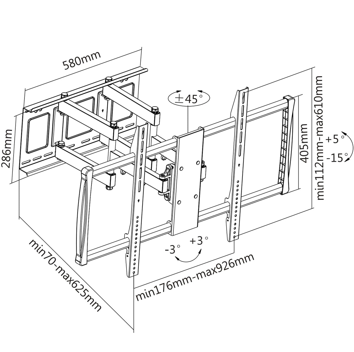 HumanCentric heavy-duty wall mount full motion for immersive viewing