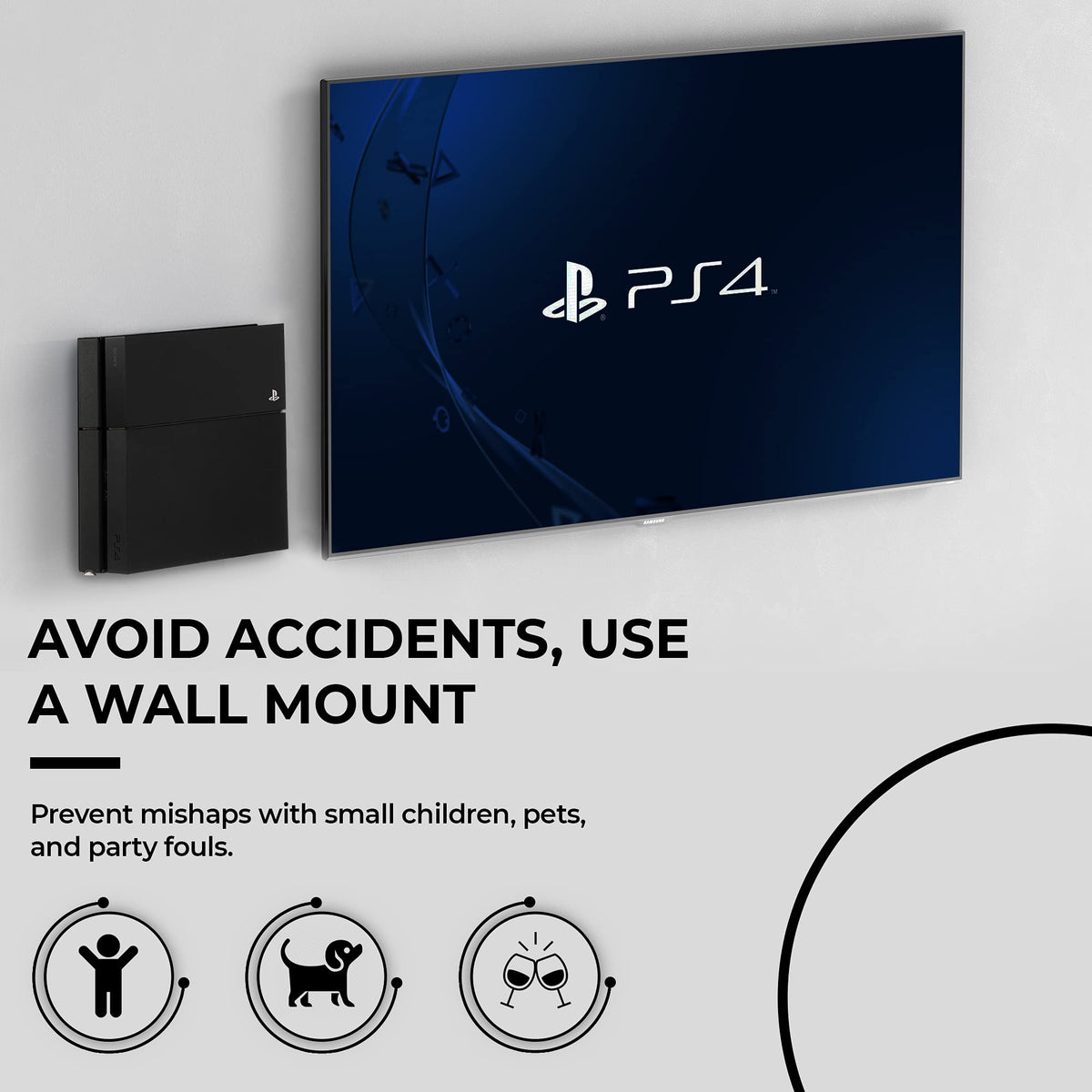 HumanCentric PS4 Fat wall mount with hidden cables for a clean setup.
