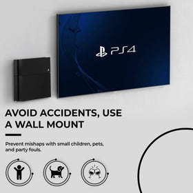 HumanCentric PS4 Fat wall mount with hidden cables for a clean setup.