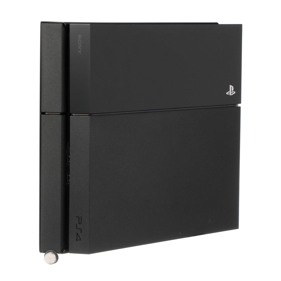 HumanCentric PS4 Fat wall mount installed on wall for secure setup and tidy cables.