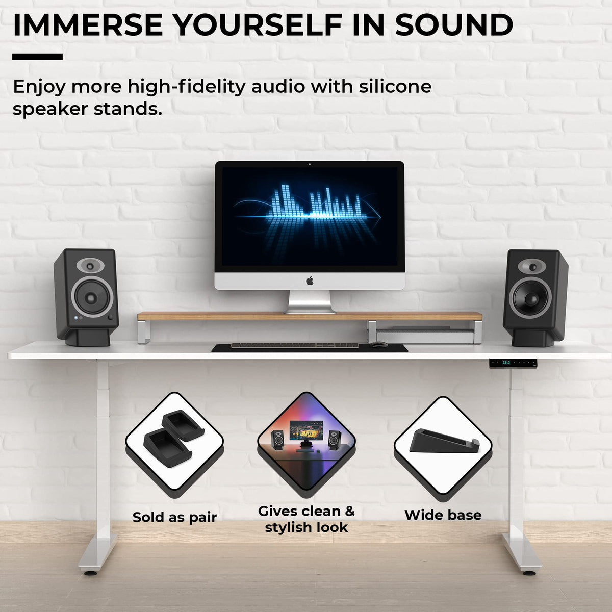 HumanCentric silicone desktop stands blend with any desk while reducing vibration