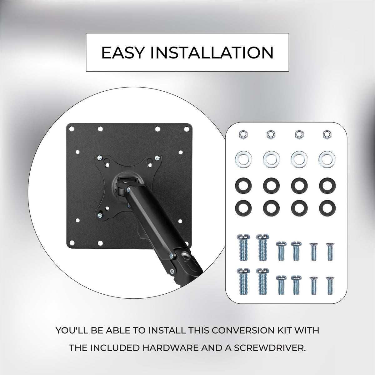HumanCentric compatibility diagram illustrating mounting options across TV stands and arms