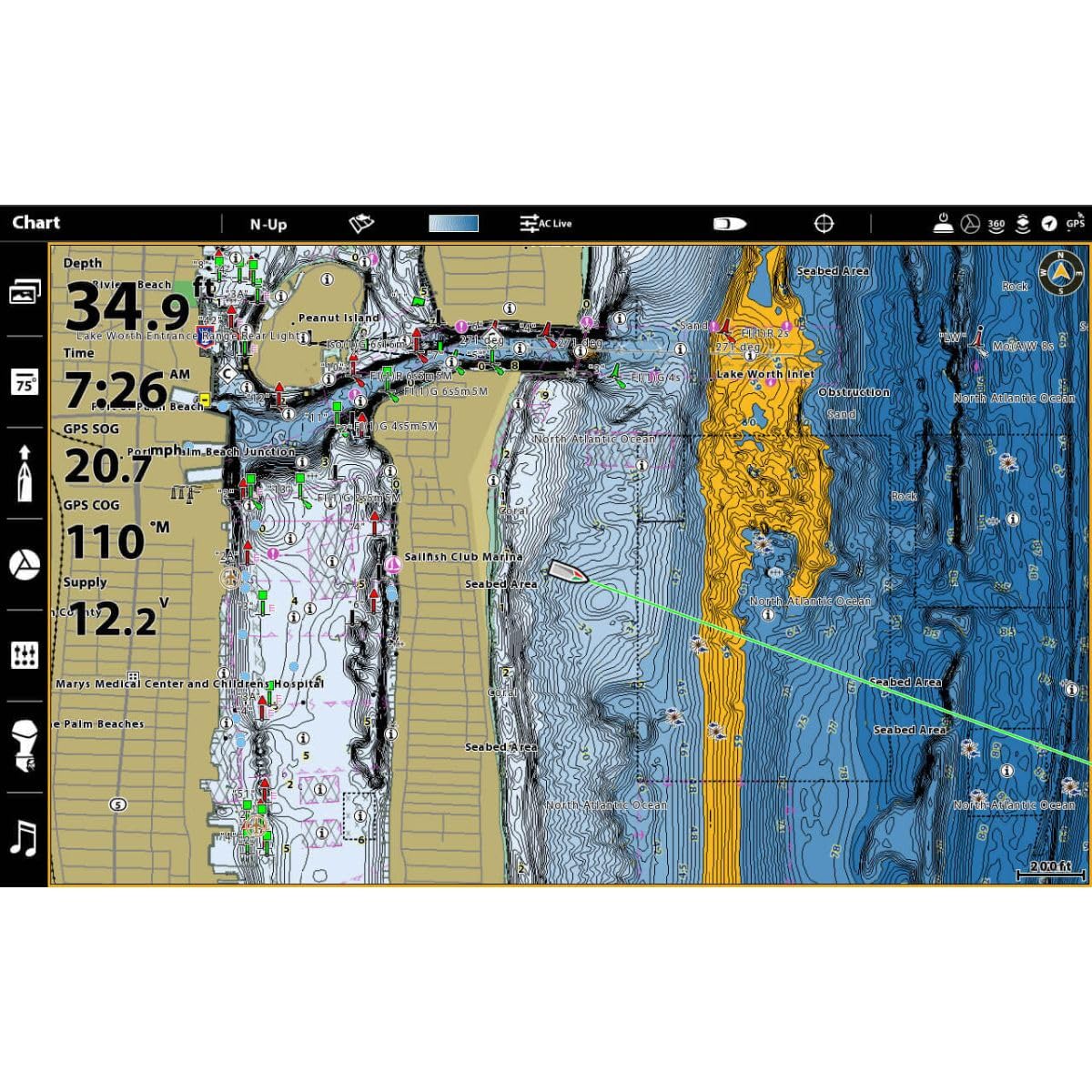 Humminbird CoastMaster depth highlight ranges help target bite zones effectively.
