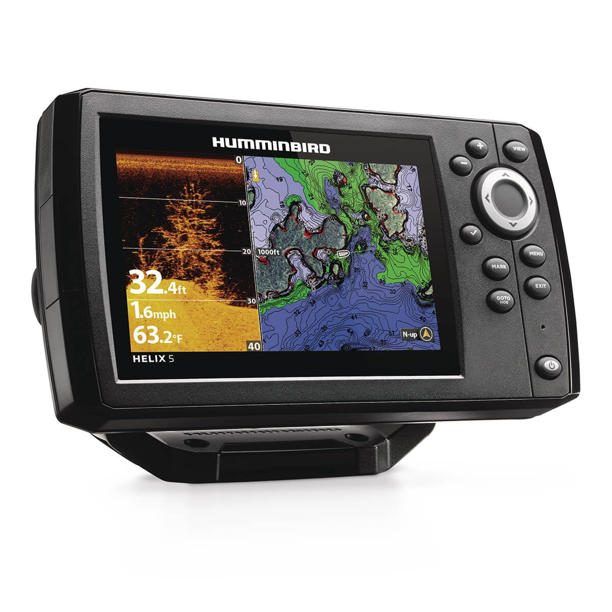 Humminbird Helix 5 G3 down imaging reveals structure beneath the boat