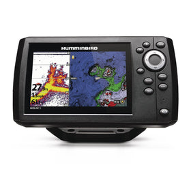 Humminbird Helix 5 G3 GPS Fish Finder front display clearly shows depth and fish arches.
