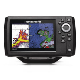 Humminbird Helix 5 G3 GPS Fish Finder transducer setup enables precise sonar scanning.
