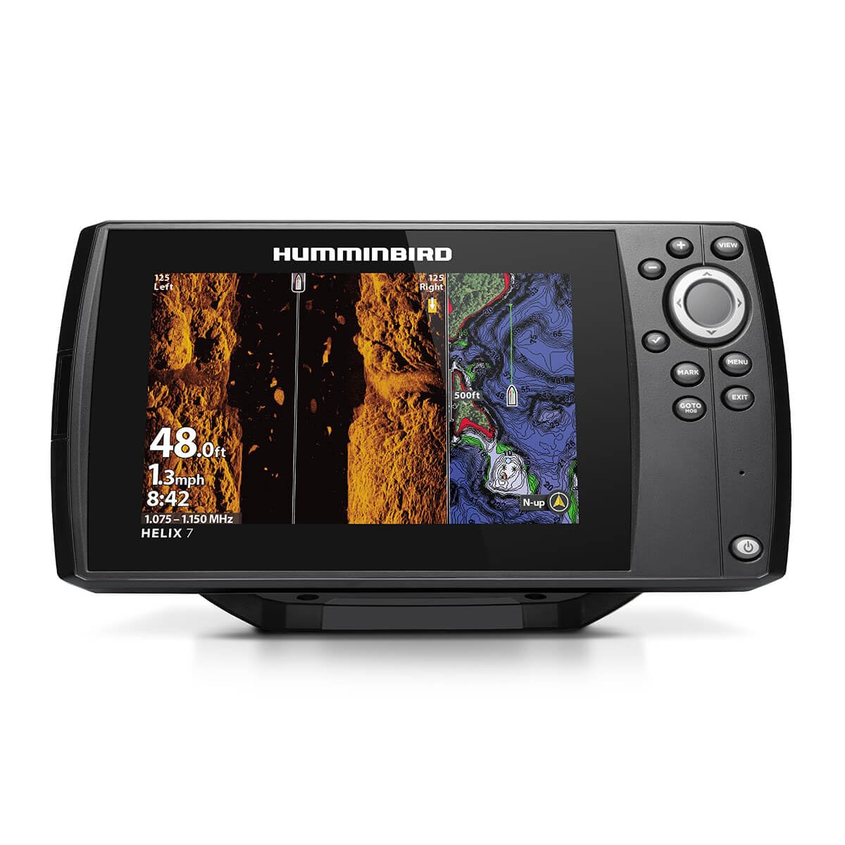 Humminbird Helix 7 G4 MEGA Side Imaging highlights fish and structures on both sides.
