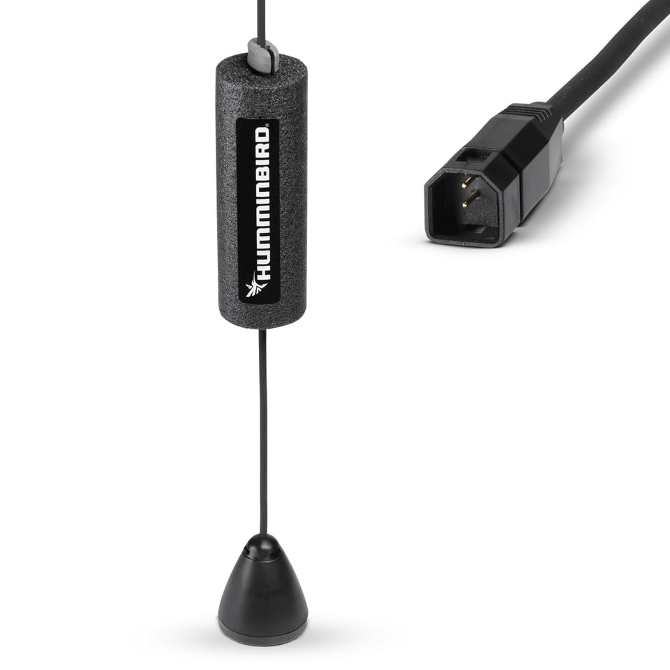 Humminbird transducer front view showing compact puck and clear sonar benefit