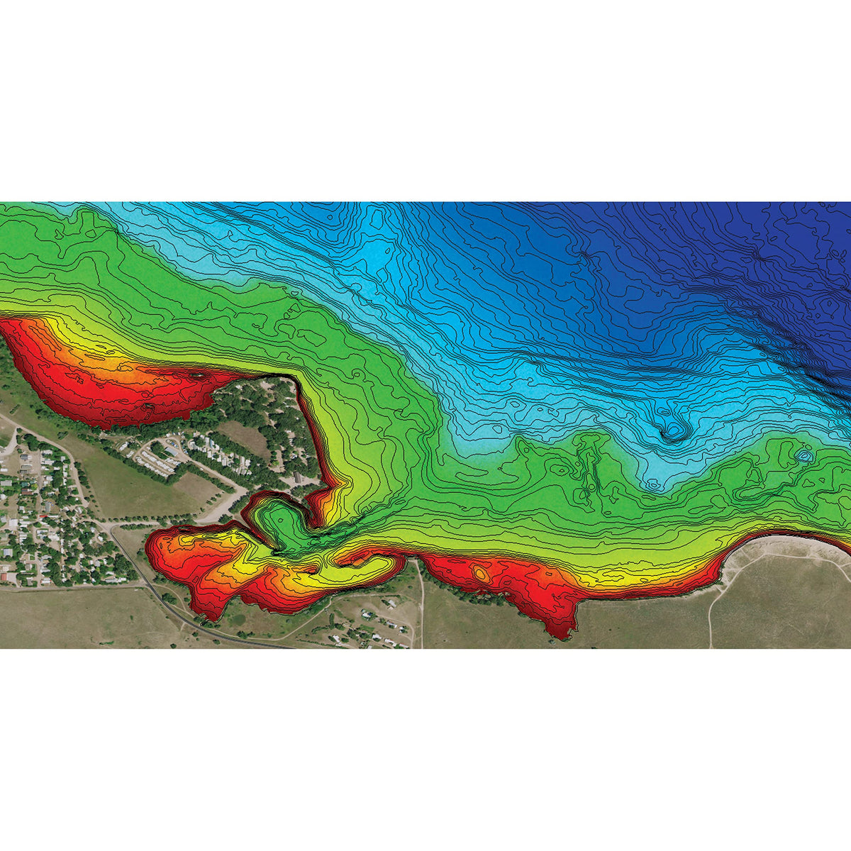 Humminbird LakeMaster Great Plains map image shows aerial imagery to improve navigation.