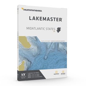 Humminbird LakeMaster map preview displayed on the fish finder screen for sharper lake detail.