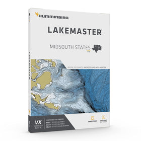 Humminbird LakeMaster Midsouth map card on HELIX display shows detailed depths for smarter angling