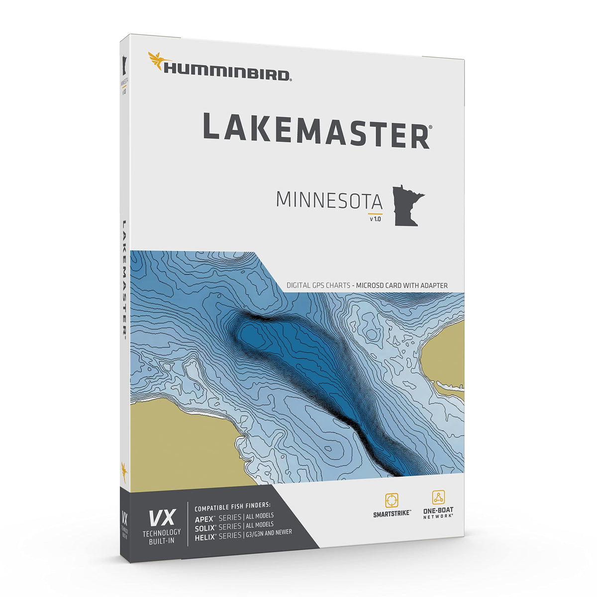 Humminbird LakeMaster Minnesota V1 with customizable color palettes for clearer maps.