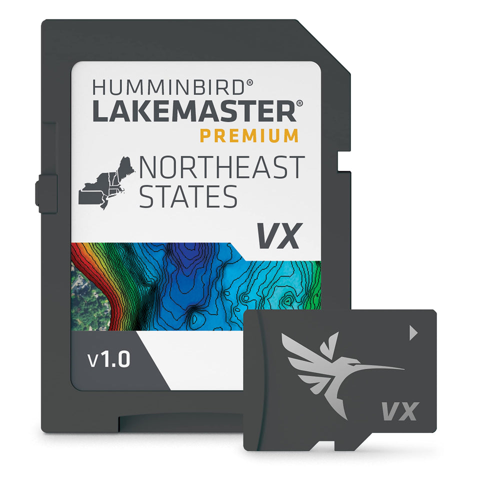 Humminbird LakeMaster Northeast map view showing detailed contours for precise fishing planning