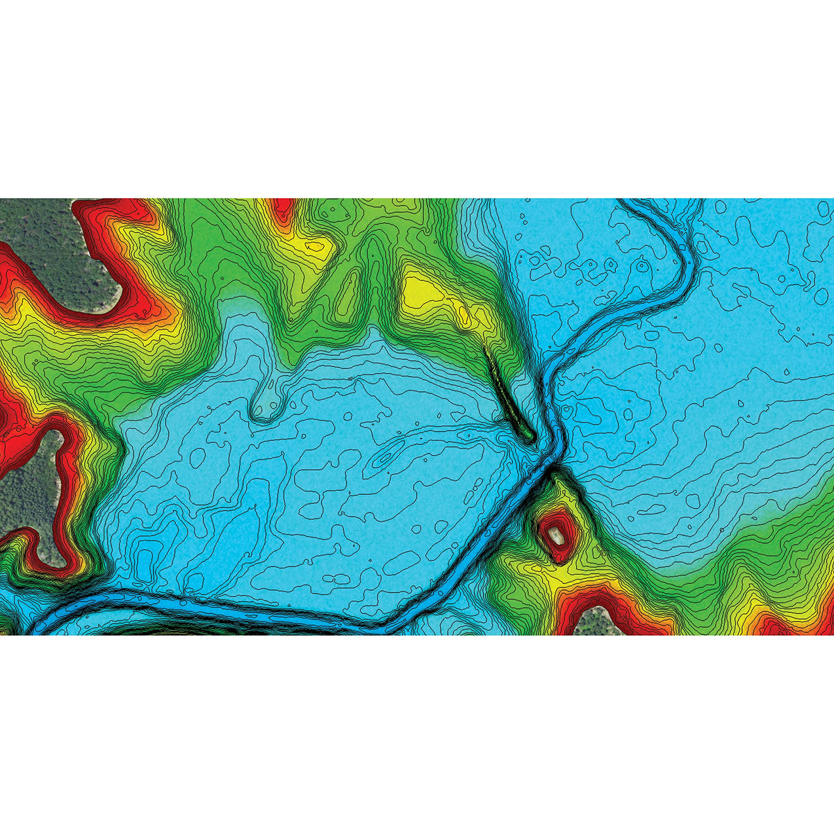 Humminbird LakeMaster premium map integrates One-Boat Network to guide depth contours automatically.