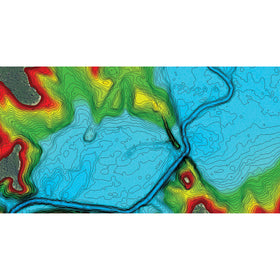 Humminbird LakeMaster premium map integrates One-Boat Network to guide depth contours automatically.