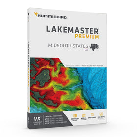 Humminbird LakeMaster Premium Mid-South map featuring aerial imagery for confident navigation