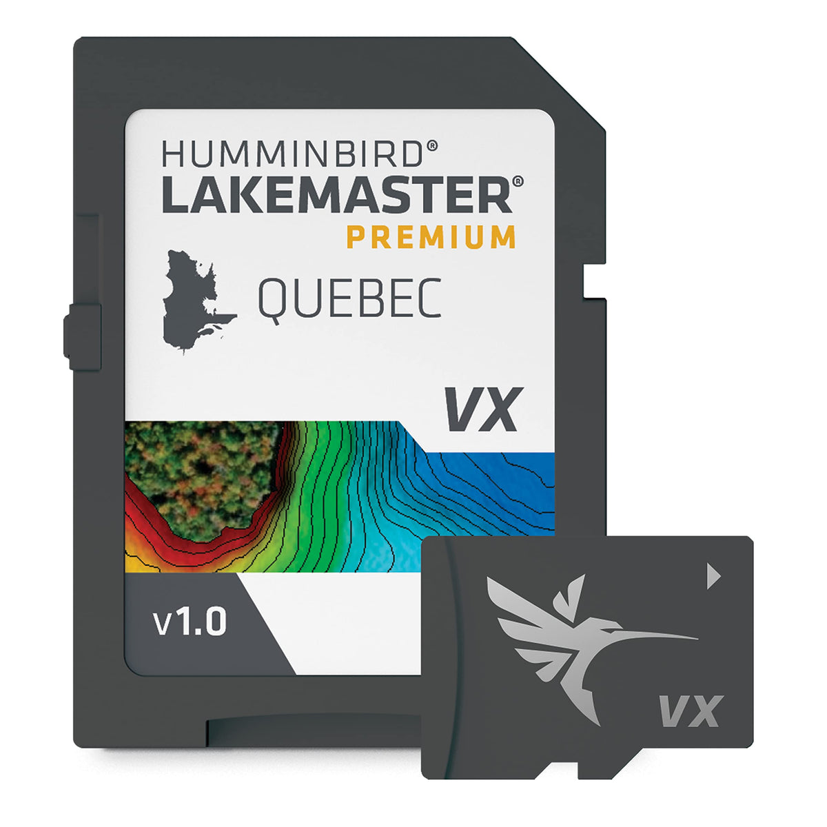 Humminbird LakeMaster Quebec map 2D shaded relief shows bottom detail for smarter spot selection.