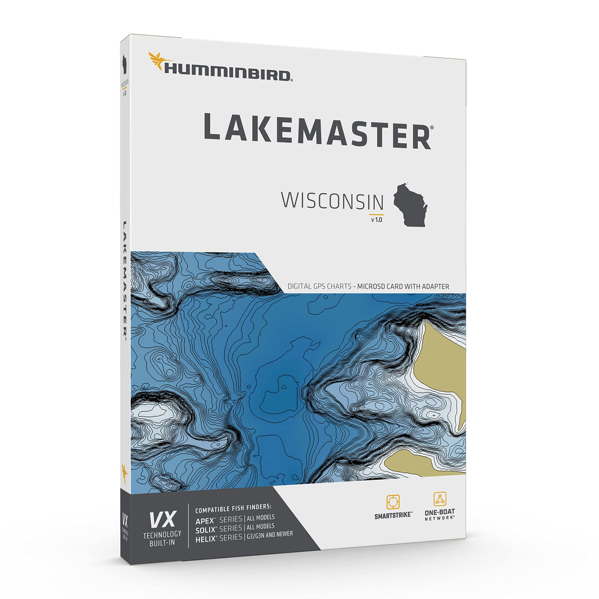 Humminbird LakeMaster Wisconsin map detail highlighting depth and shorelines for productive water.