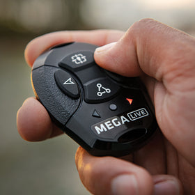Humminbird MEGA Live TargetLock remote complete kit with clip and lanyard.