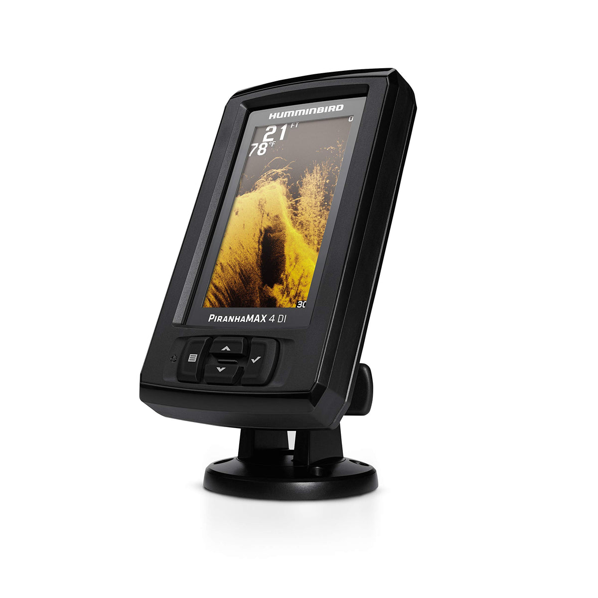 Humminbird PiranhaMAX 4 DI with tilt/swivel mount for flexible installation.