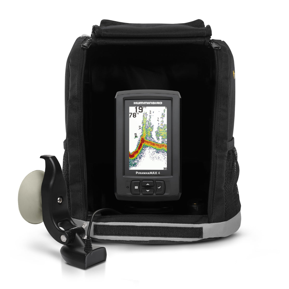 Humminbird PiranhaMAX 4 display clearly shows colors and depth for quick reading