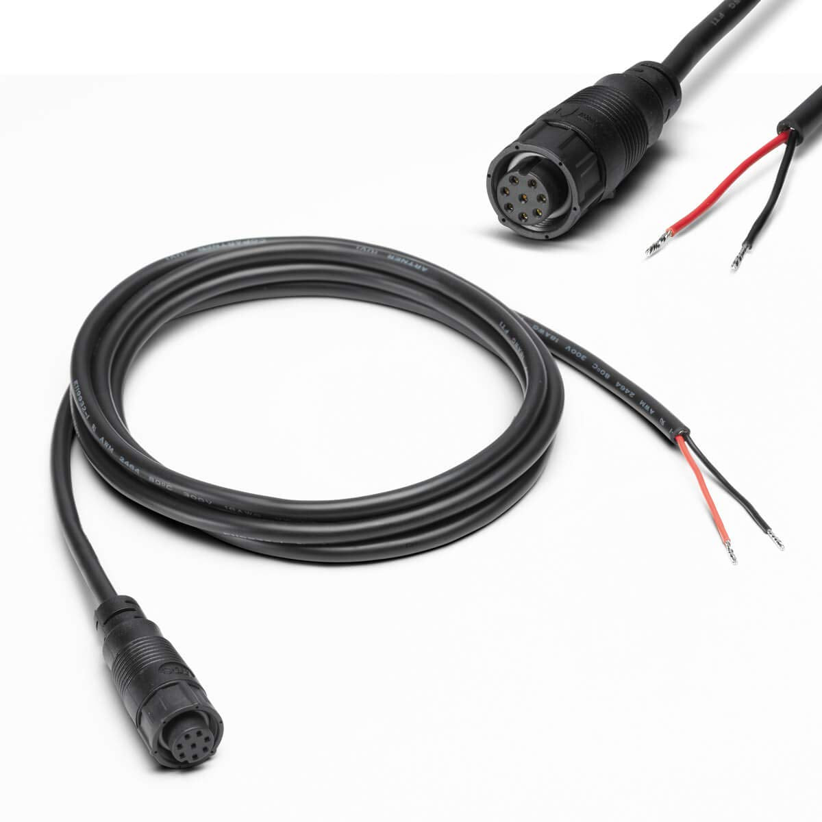 Humminbird SOLIX/ONIX power cable with twist-lock connector for secure, reliable marine power.