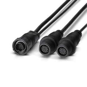 Humminbird Splitter Cable Y-assembly illustrating dual transducers for unified sonar.