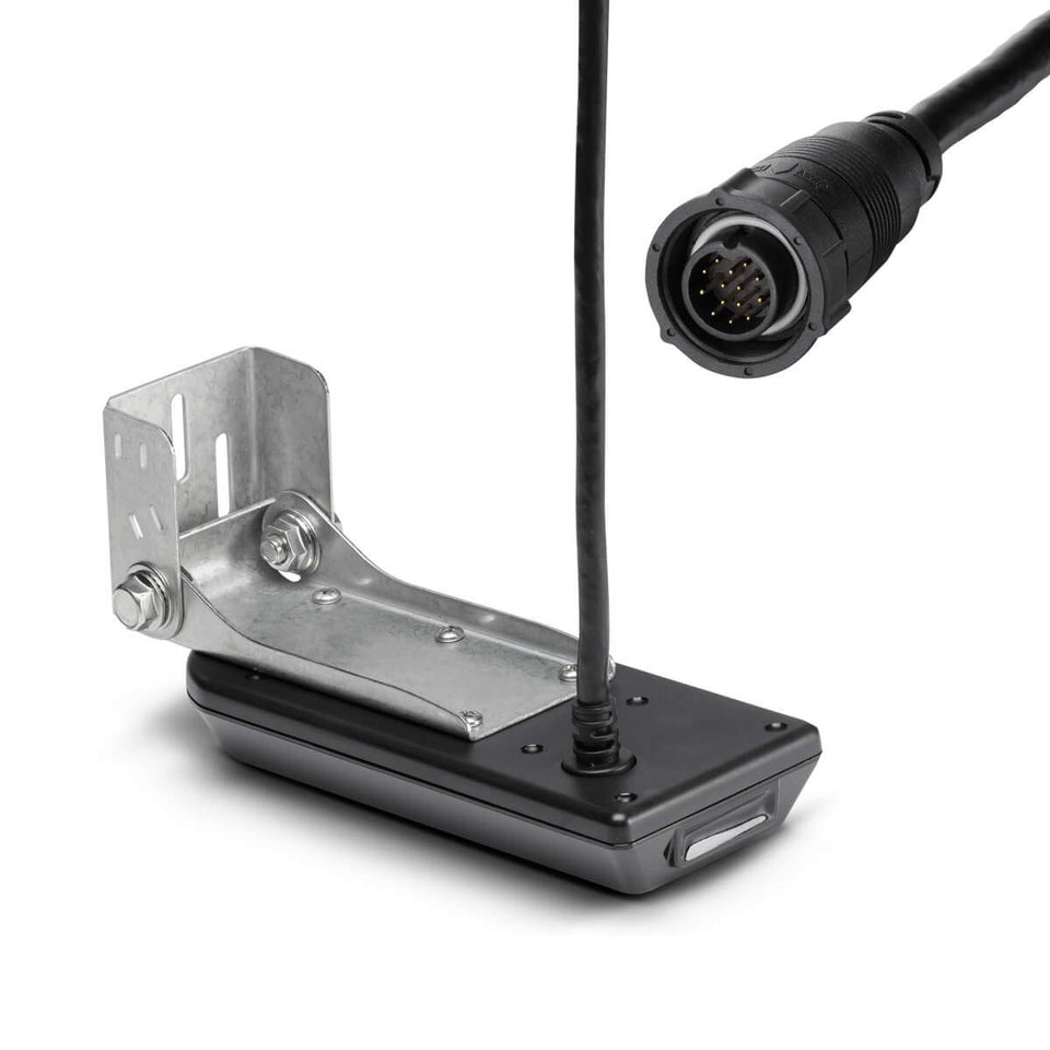Humminbird transom temperature transducer with MEGA Side/Down Imaging boosts underwater clarity.