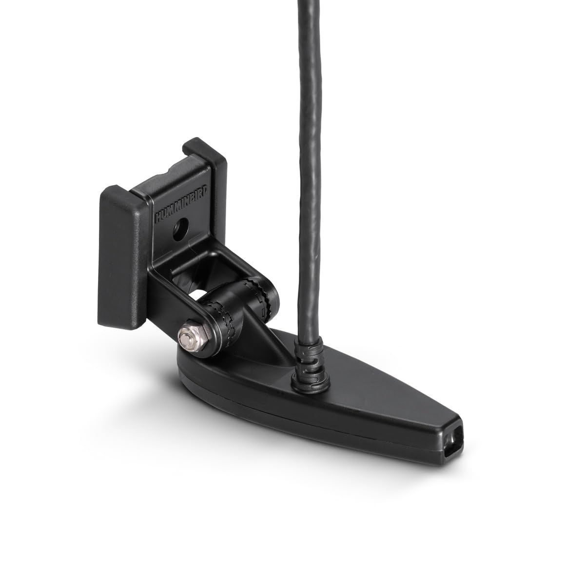 Humminbird transom transducer with down imaging and DualBeam PLUS, offering detailed underwater views for better fishing decisions.