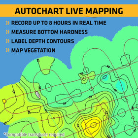 Humminbird XPLORE 10 AutoChart Live maps depth, contours, and vegetation