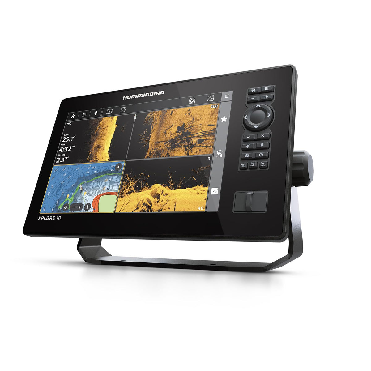 Humminbird XPLORE 10 HD display delivers sharp visuals in bright conditions.