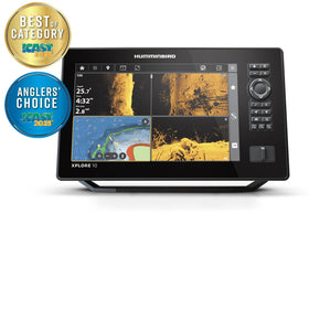Humminbird XPLORE 10 MEGA Down Imaging view shows detailed bottom contours