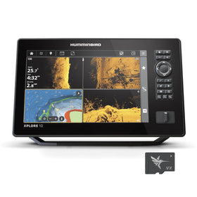 Humminbird XPLORE 10 MEGA Side Imaging view reveals wide underwater structure and fish targets