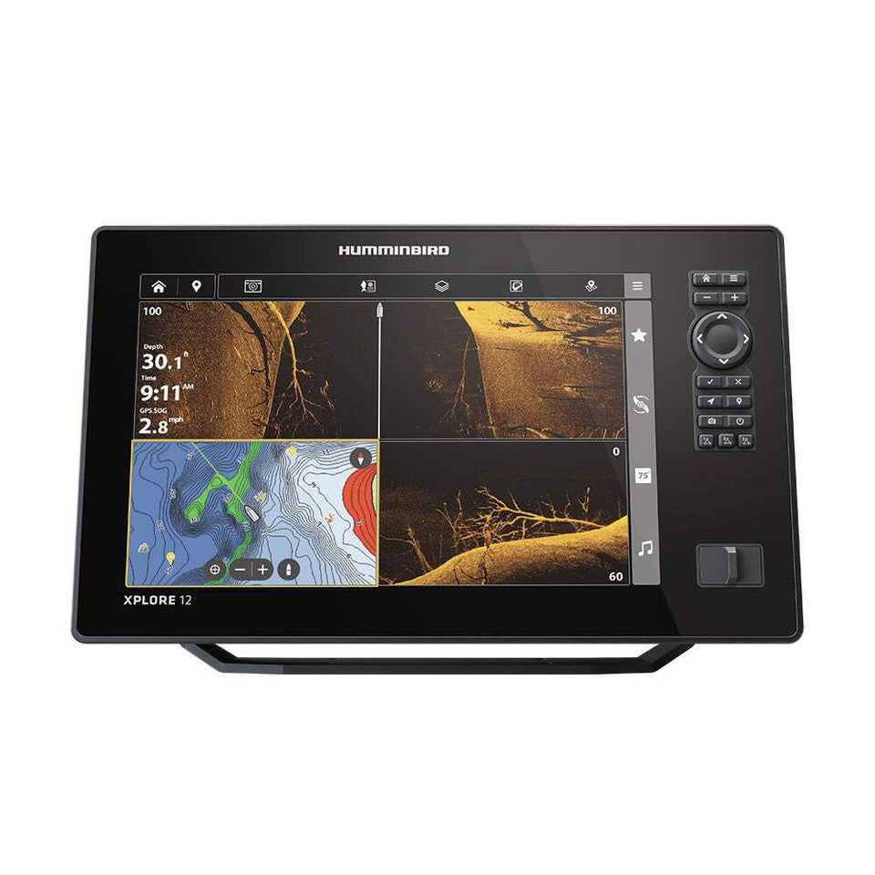 Humminbird XPLORE 12 side imaging reveals detailed underwater structure for smarter fishing spots.