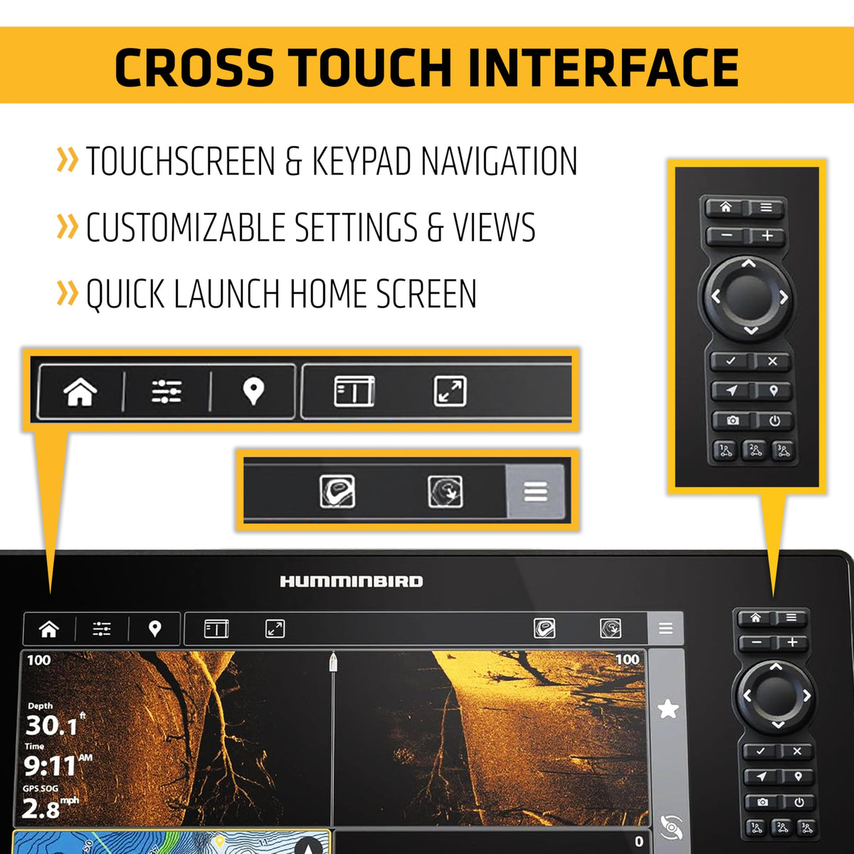 Humminbird XPLORE 9 dual spectrum CHIRP for detailed fish detection.