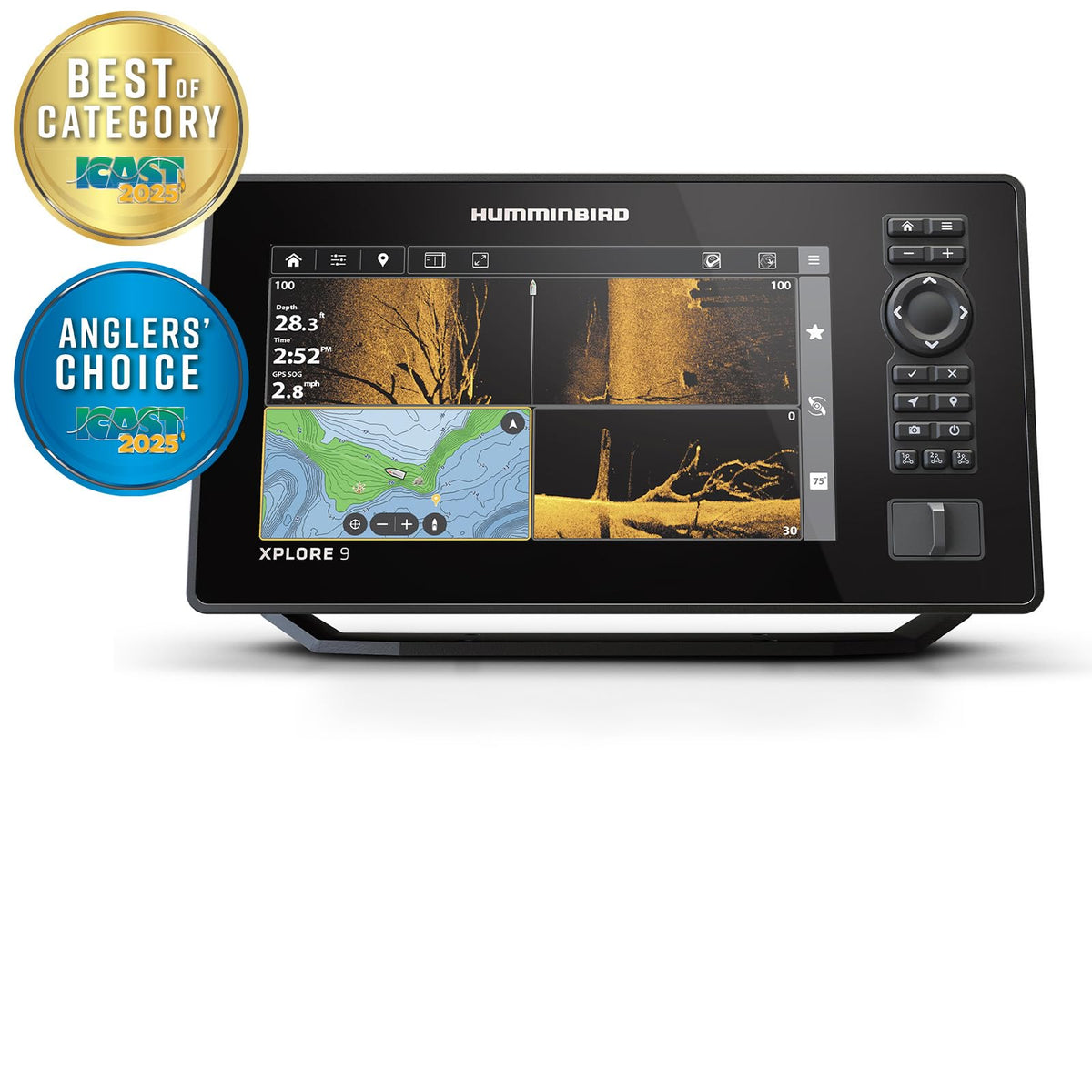 Humminbird XPLORE 9 mega down imaging reveals deep structure.