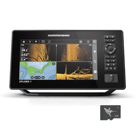Humminbird XPLORE 9 mega side imaging for broad underwater scouting.