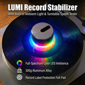 HumminGuru LUMI 300g weight close-up stabilizes warped records.