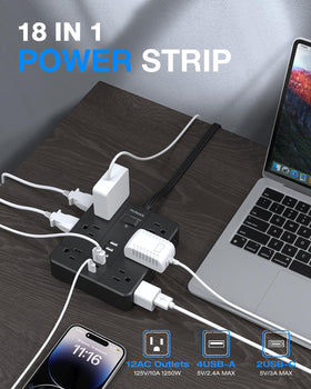 HUNIAN six USB ports including USB-C provide versatile charging for devices