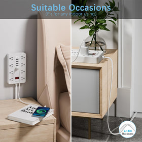HUNIAN power strip mounted under desk offering neat, secure cable management