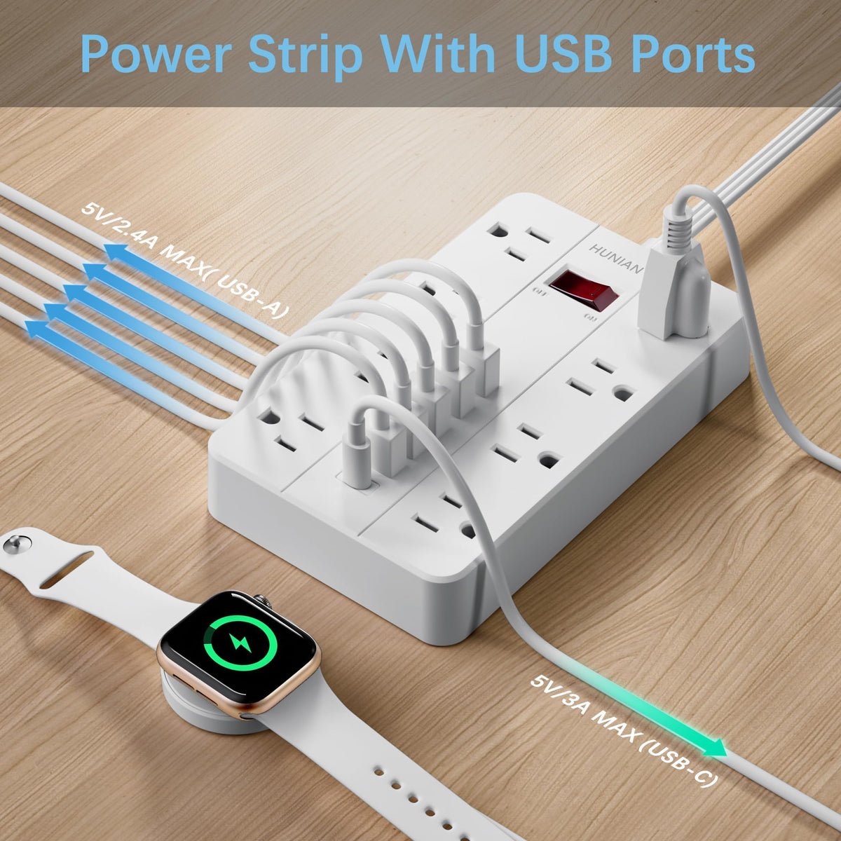 HUNIAN power strip safety protections trip and reset after fault check