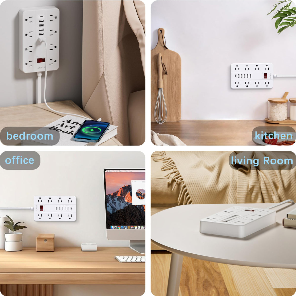 HUNIAN size comparison with ruler shows 10 ft cord reach and compact strip footprint