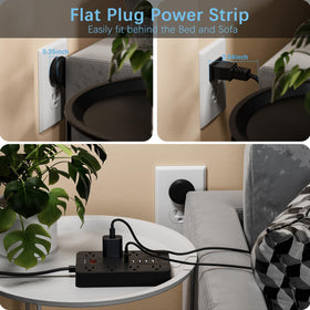HUNIAN closeup of widely spaced outlets prevents blocking by large adapters