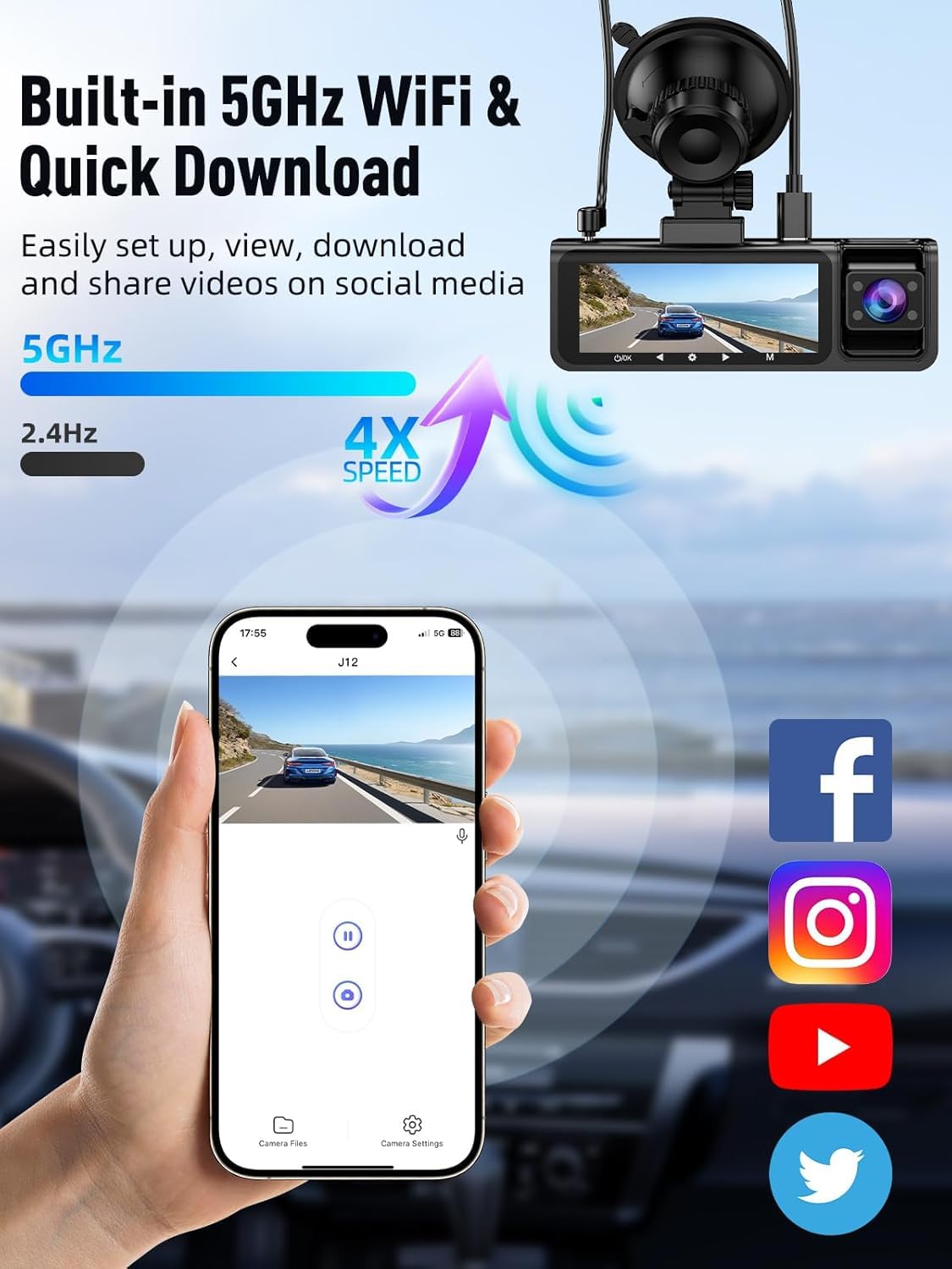 Huntermax 5G WiFi app control lets you preview and share footage quickly.