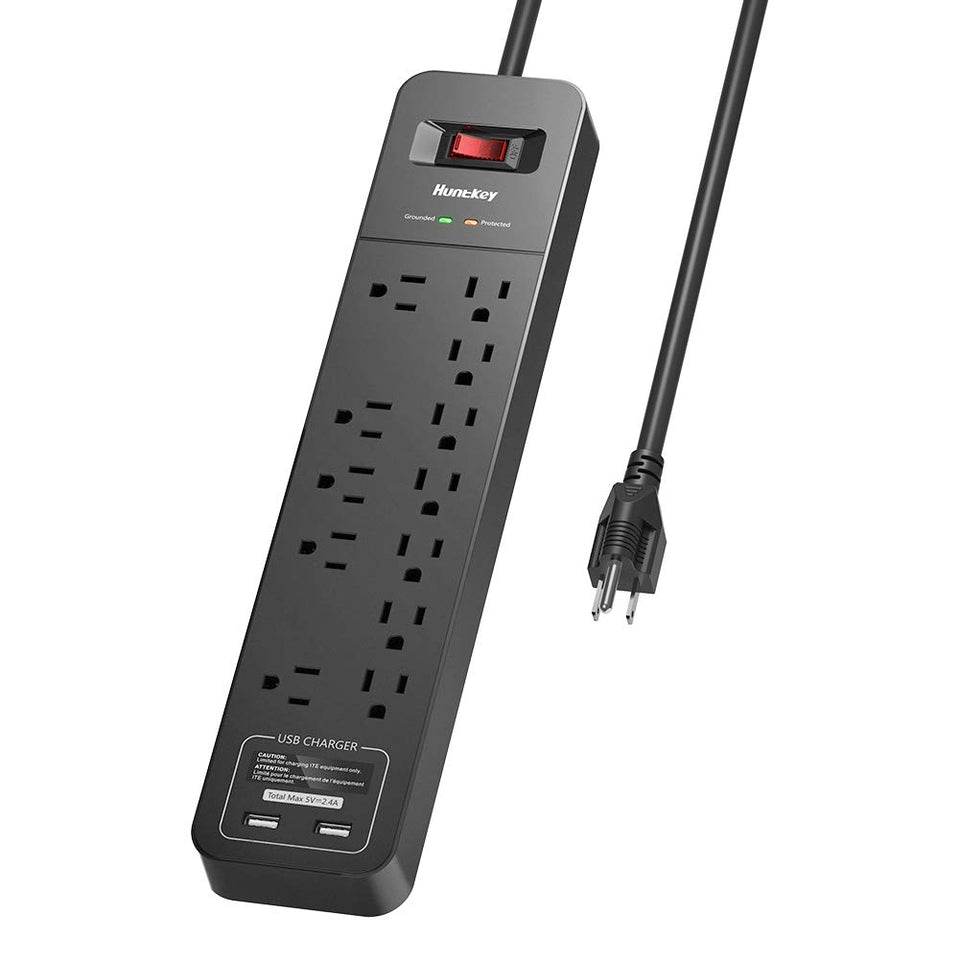 Huntkey surge protector 12-outlet panel safeguards computers and peripherals