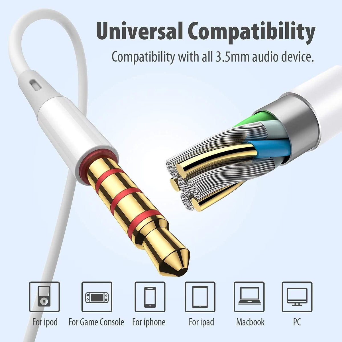 Gold-plated connector for stable audio transmission across devices